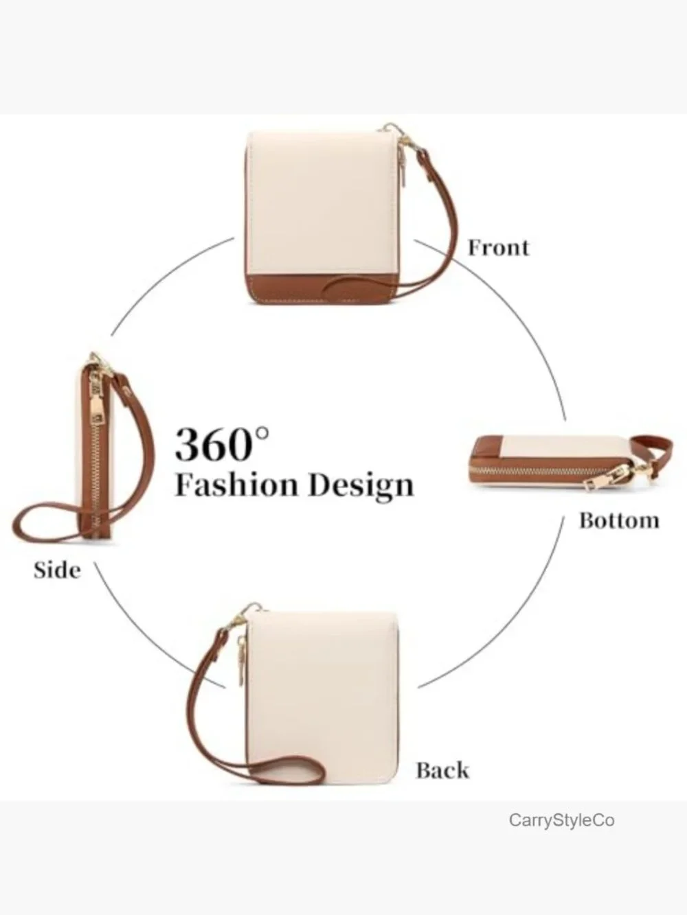RFID Blocking Zip Around Wristlet Wallet Vegan Leather Card Holder
